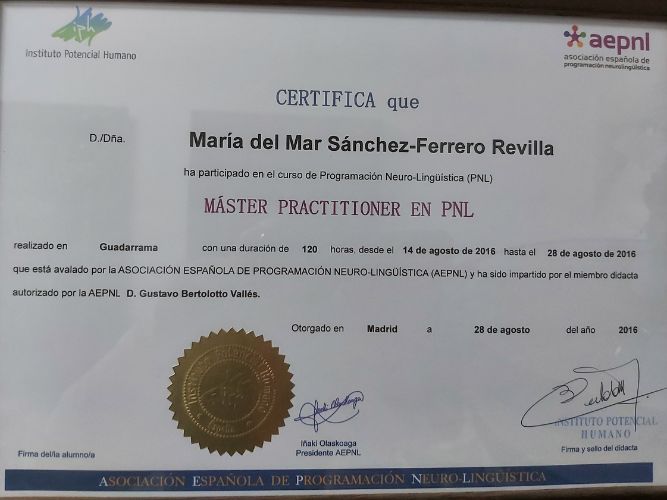 certificado máster practitioner en PNL certificado máster practitioner en PNL